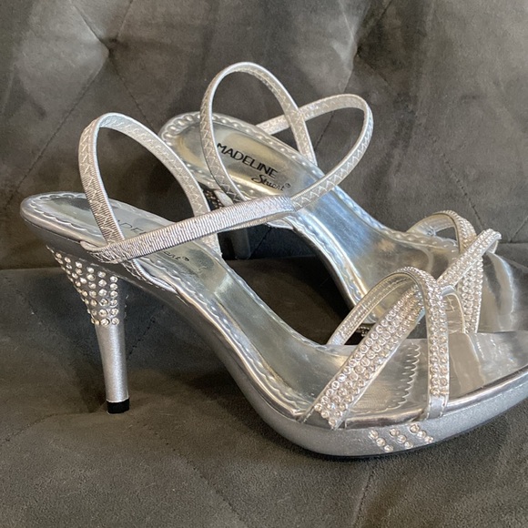Madeline Stuart Rhinestone Silver Evening Heels - Picture 6 of 9